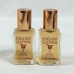 2 Vintage Bottles English Leather Musk Cologne 1 oz By MEM ORIGINAL 90s